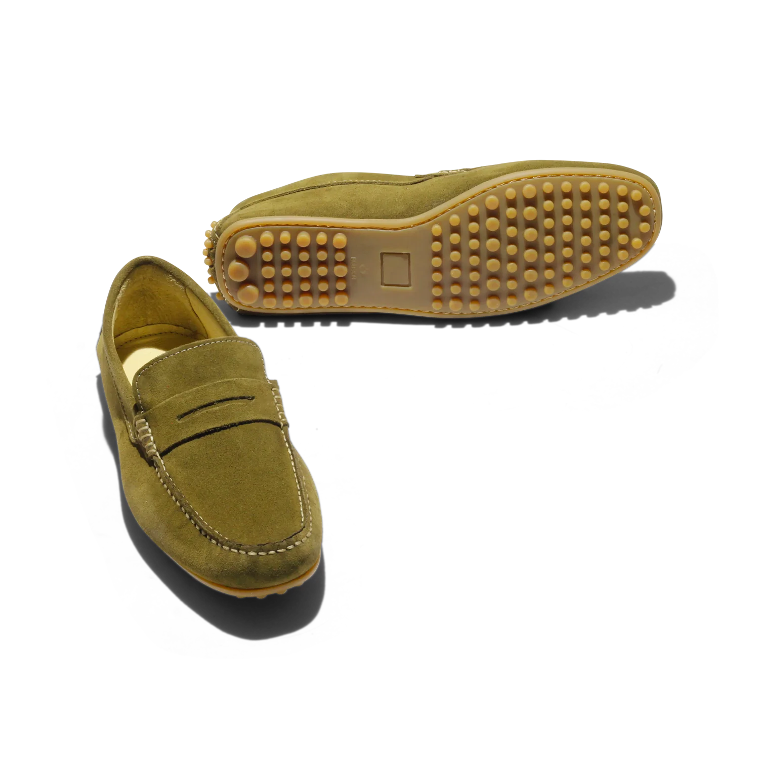 Fred-Mocassin souple en velours kaki