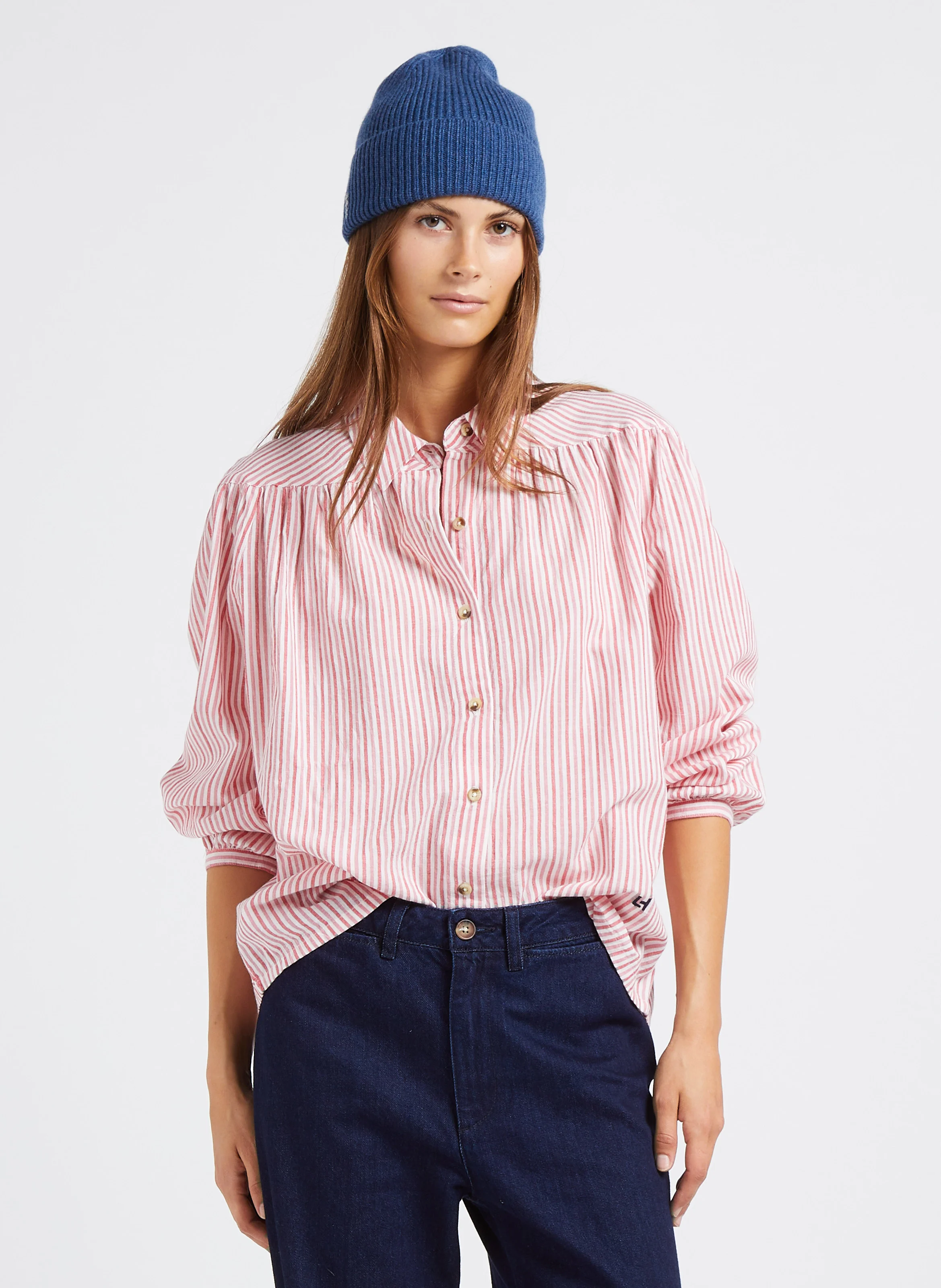 CLOCLO - Chemise ample col classique en coton biologique | Rouge
