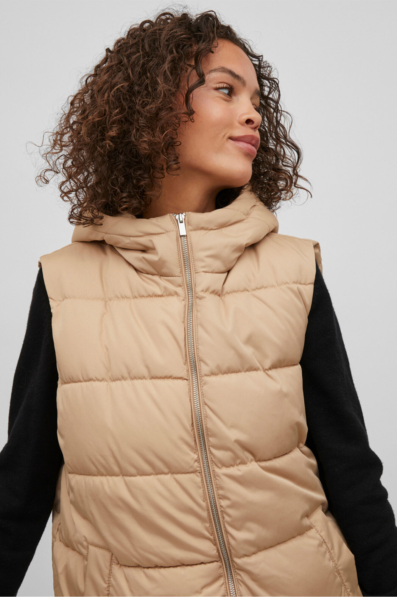 Chaleco de mulher acolchado - Bege