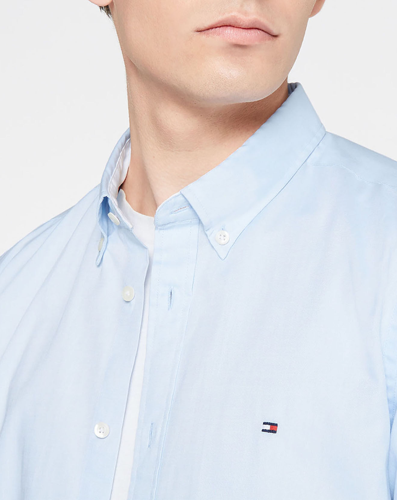 Tommy Hilfiger Chemise slim fit travel oxford bleu clair