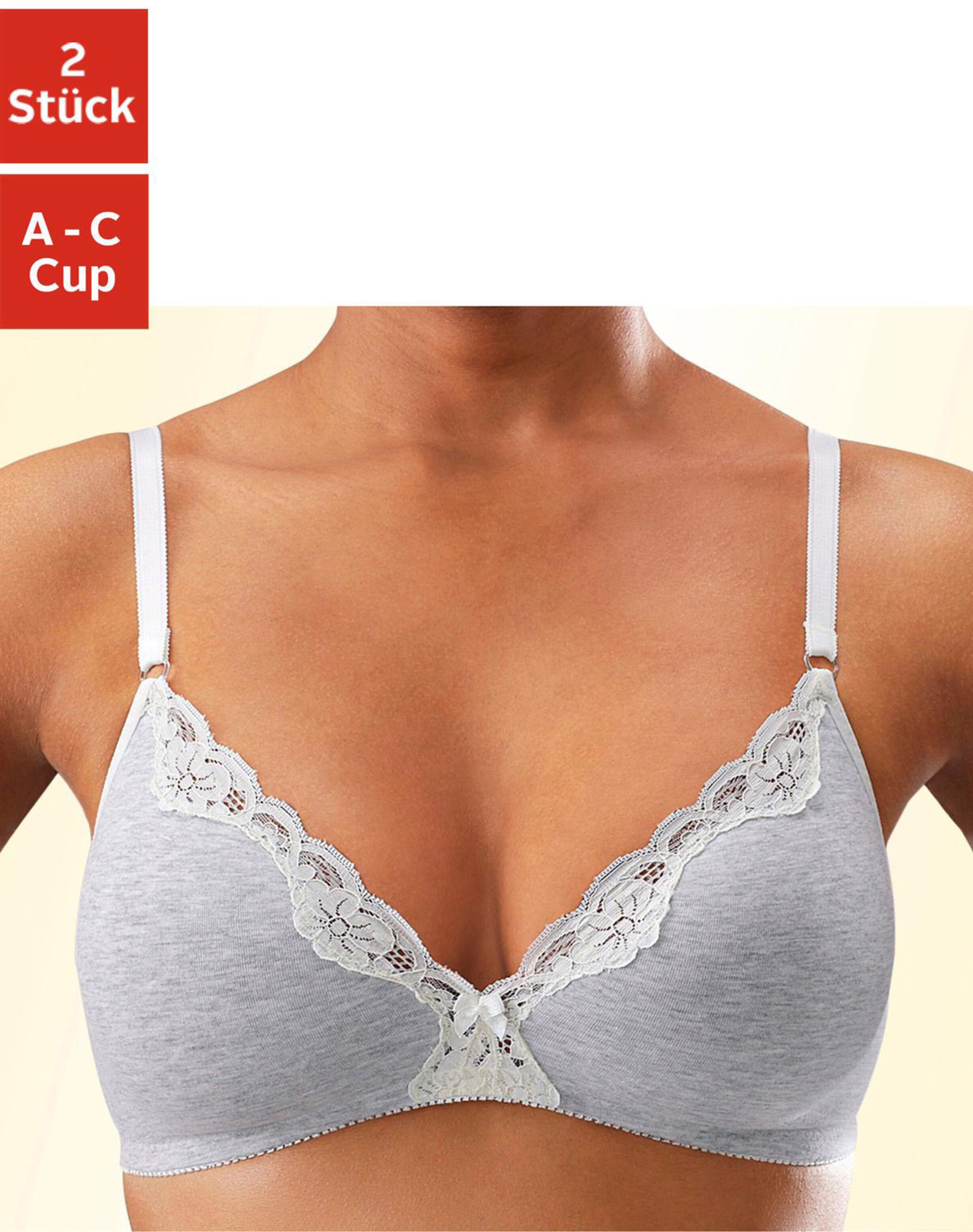 petite fleur Bralette-BH in hellgrau-meliert+ weiß