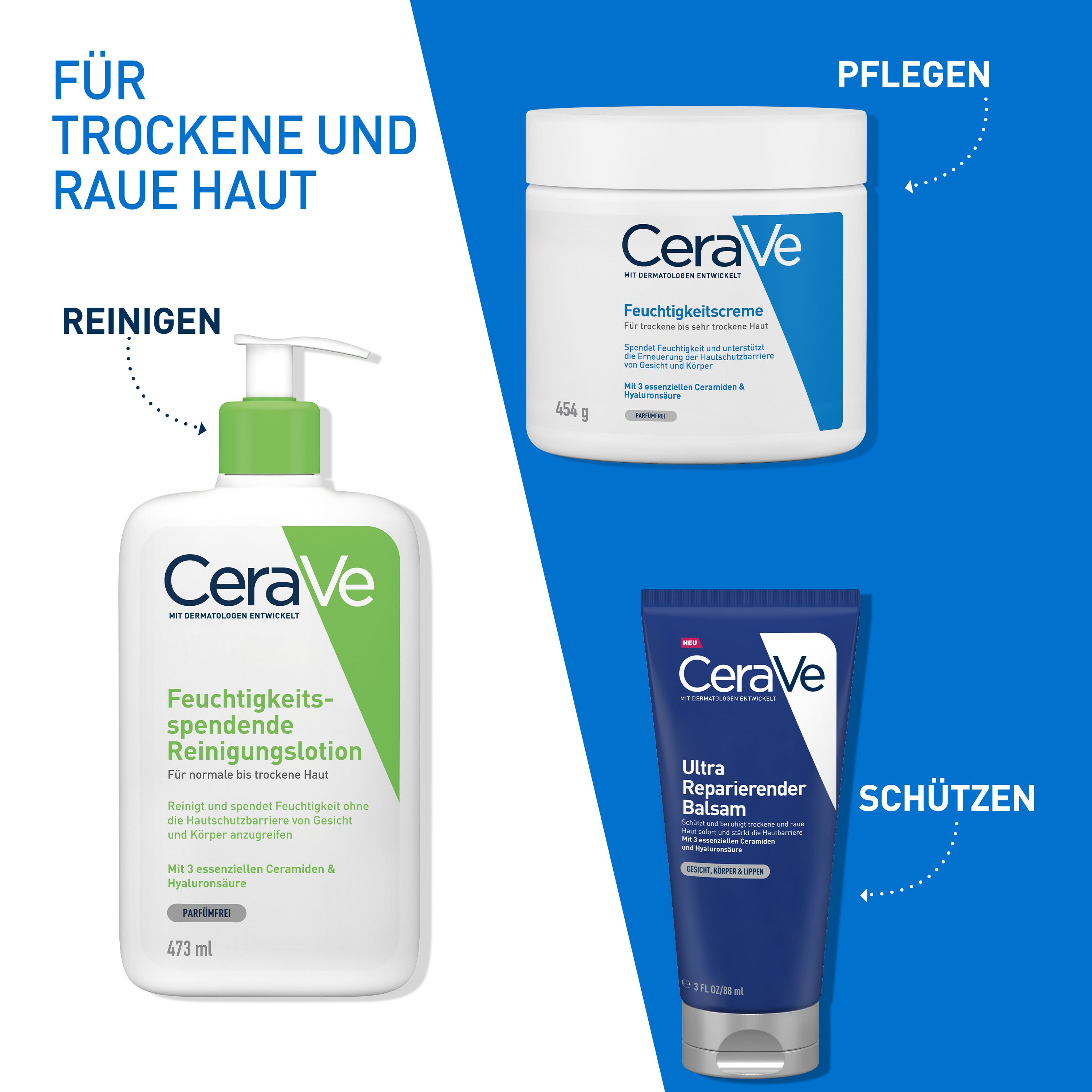 CeraVe Ultra Reparierender Balsam: Schützender und beruhigender Balsam für trockene und raue Haut + CeraVe Hydrating Cleanser GRATIS