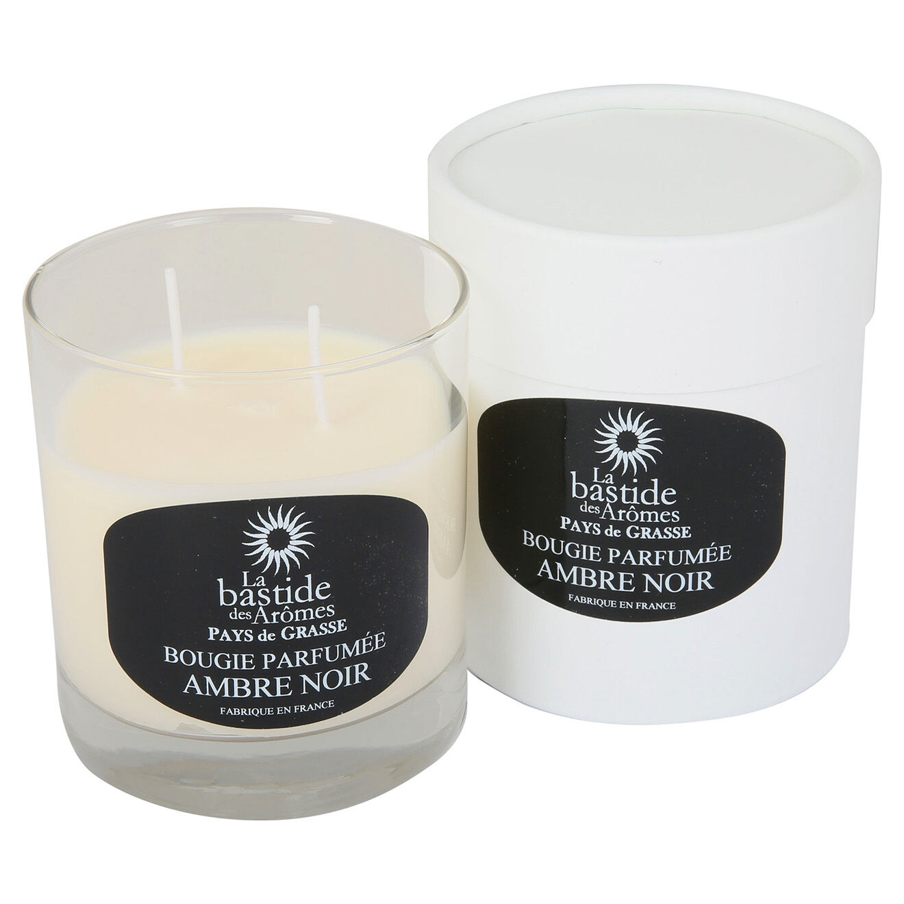 La Bastide des Arômes Bougie Parfumée Ambre et Noir - 2 mèches -60 h