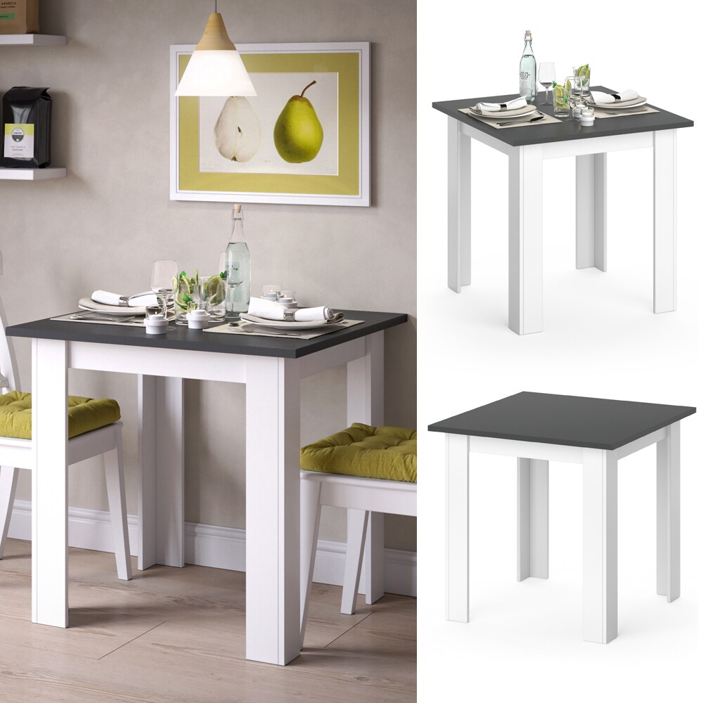 VICCO Esstisch KARLOS Esszimmertisch 80cm Weiß Anthrazit Wohnzimmer Küchentisch