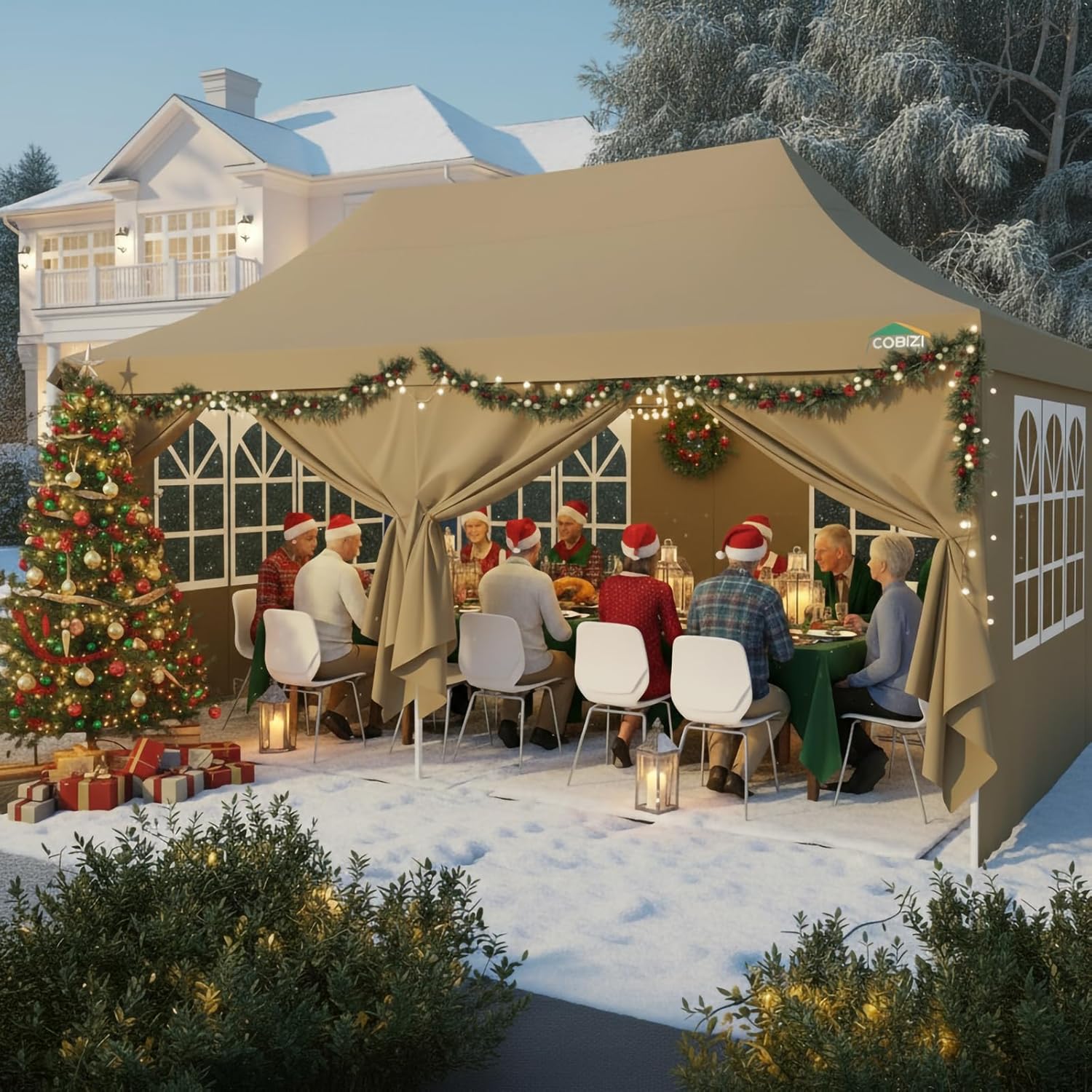 COBIZI Faltpavillon 3X6m Wasserdicht Stabil Pavillon 3x6m, Partyzelt Faltbar Anti-UV mit 6 Seitenwänden, Gartenpavillon Zelt für Hochzeiten, Freien, Garten