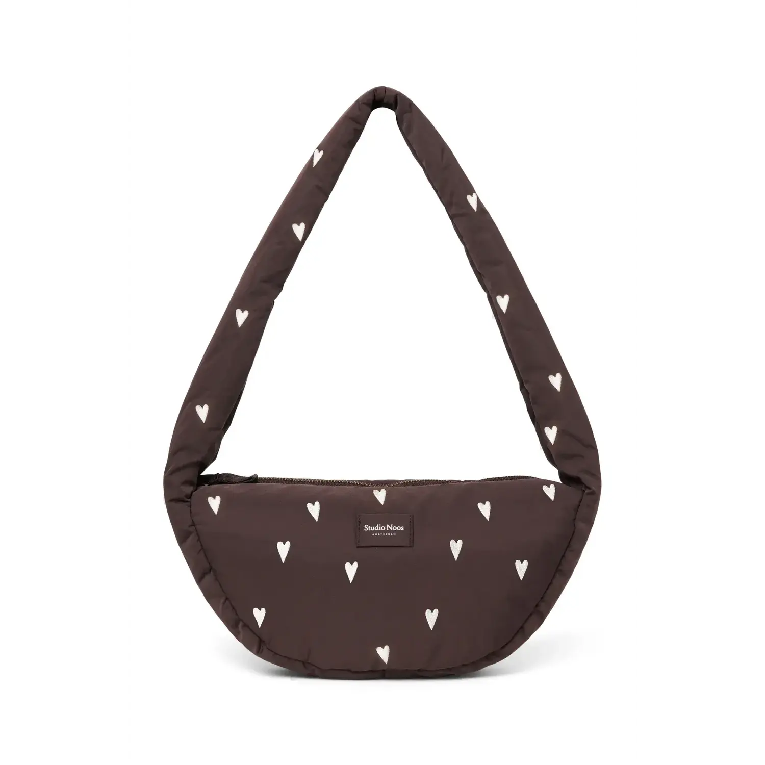 Studio Noos | Puﬀy Mini Cross Body Bag | Brown Hearts