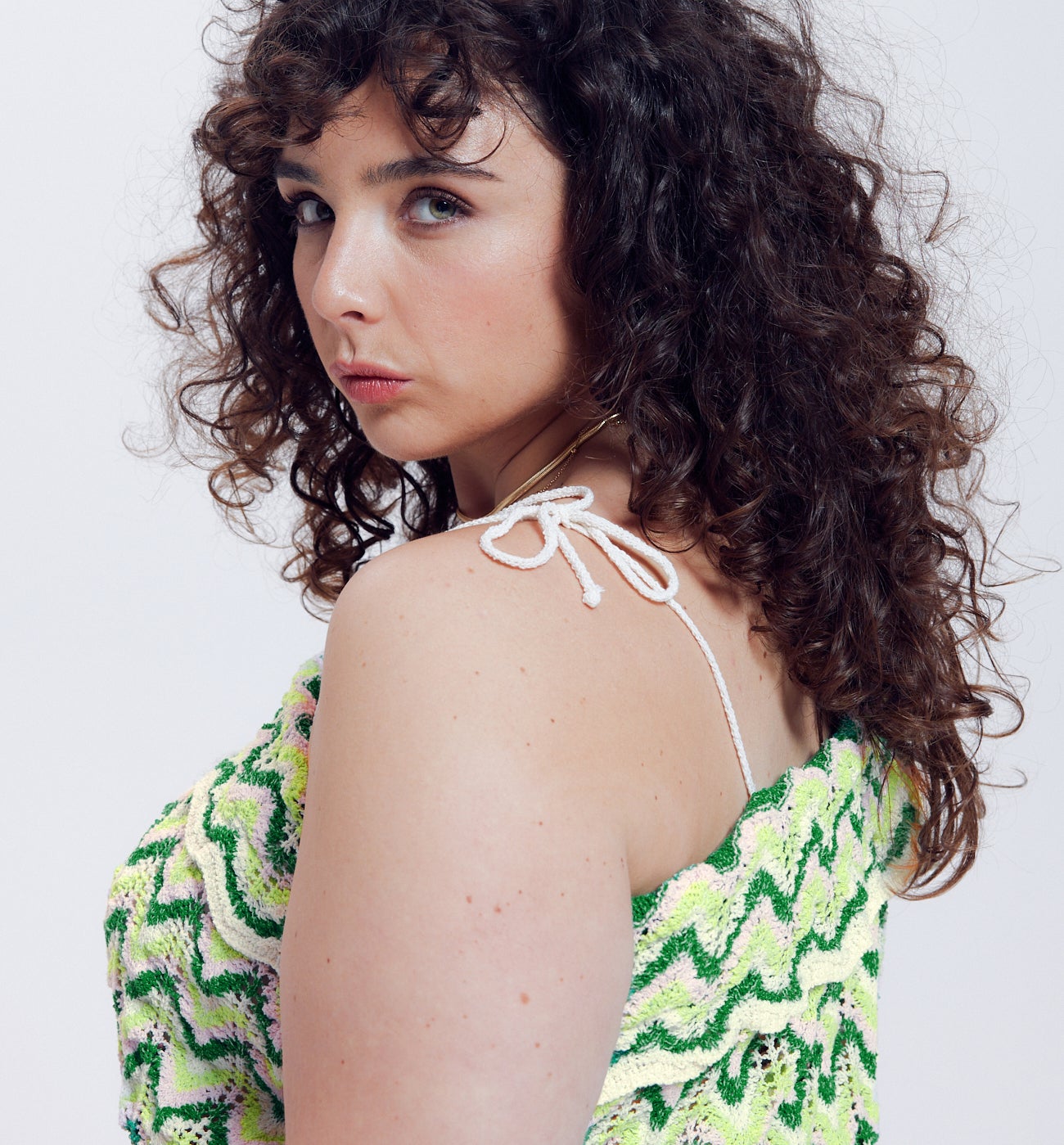 Top en crochet coloré Femme - Rayures multicolores