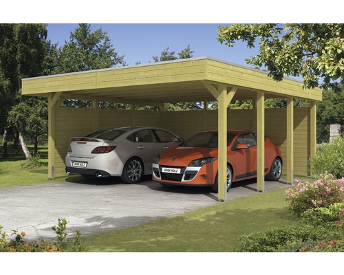 SKAN HOLZ Friesland dubbele carport inclusief zij- en achterwand, 557x555 cm, dompelgeïmpregneerd