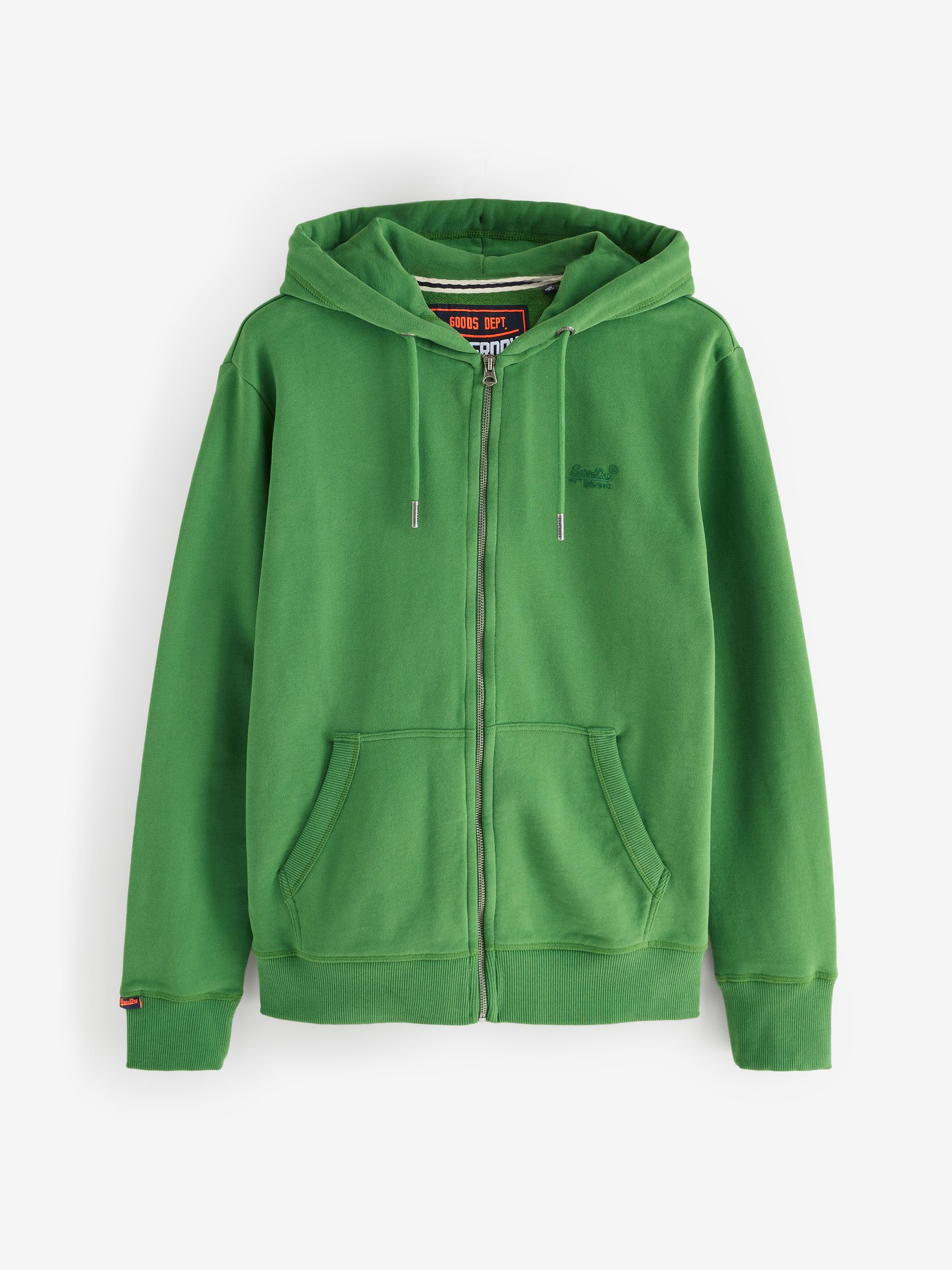 Blauwgroen - Superdry Essential hoodie met logo en halve rits met geborstelde voering