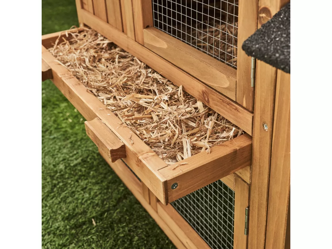 Clapier en bois Hotot pour lapin et autres rongeurs. 4 lapins. cage à lapin avec enclos. espace intérieur et extérieur. poulailler