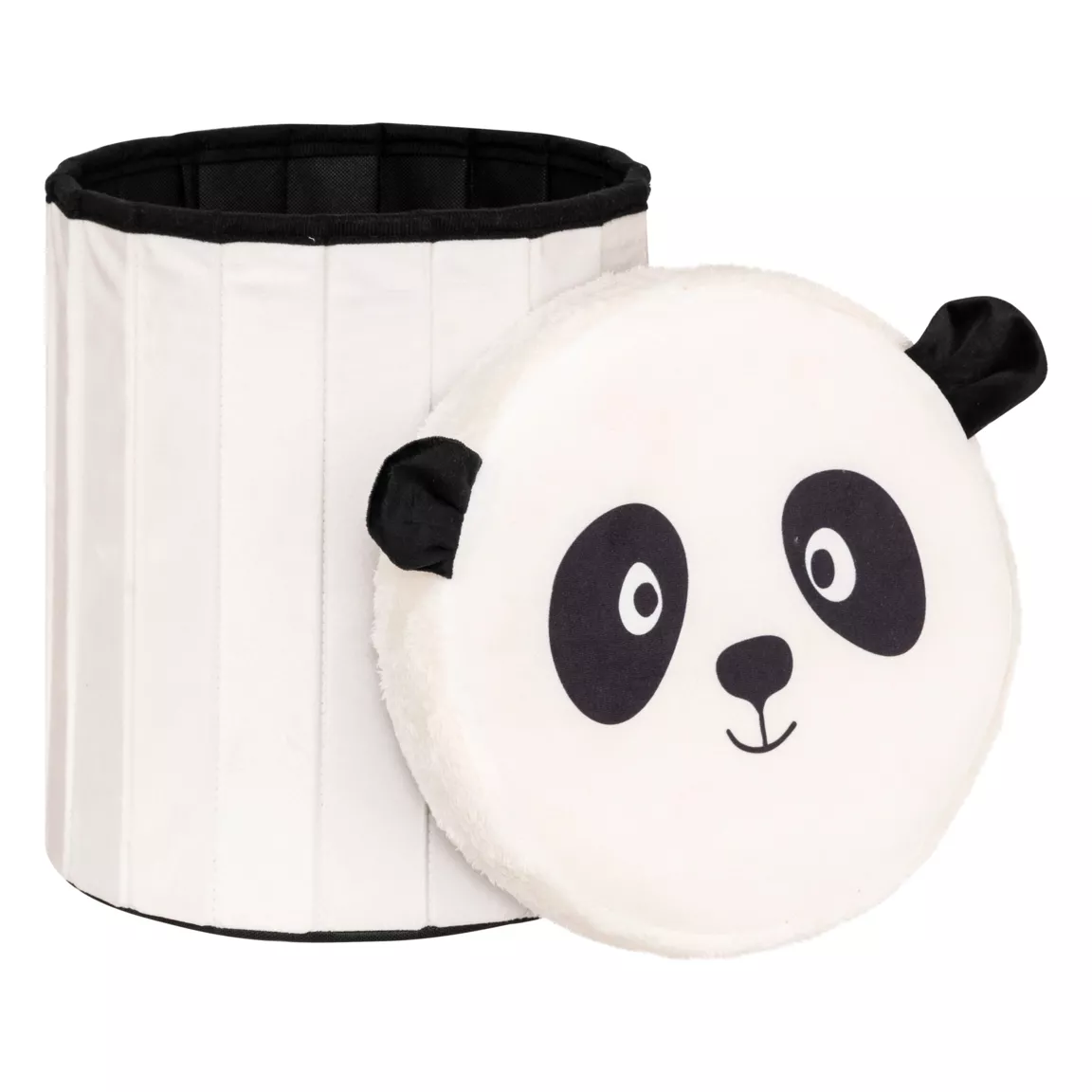Pouf coffre pliant enfant (H38 cm) Panda Noir