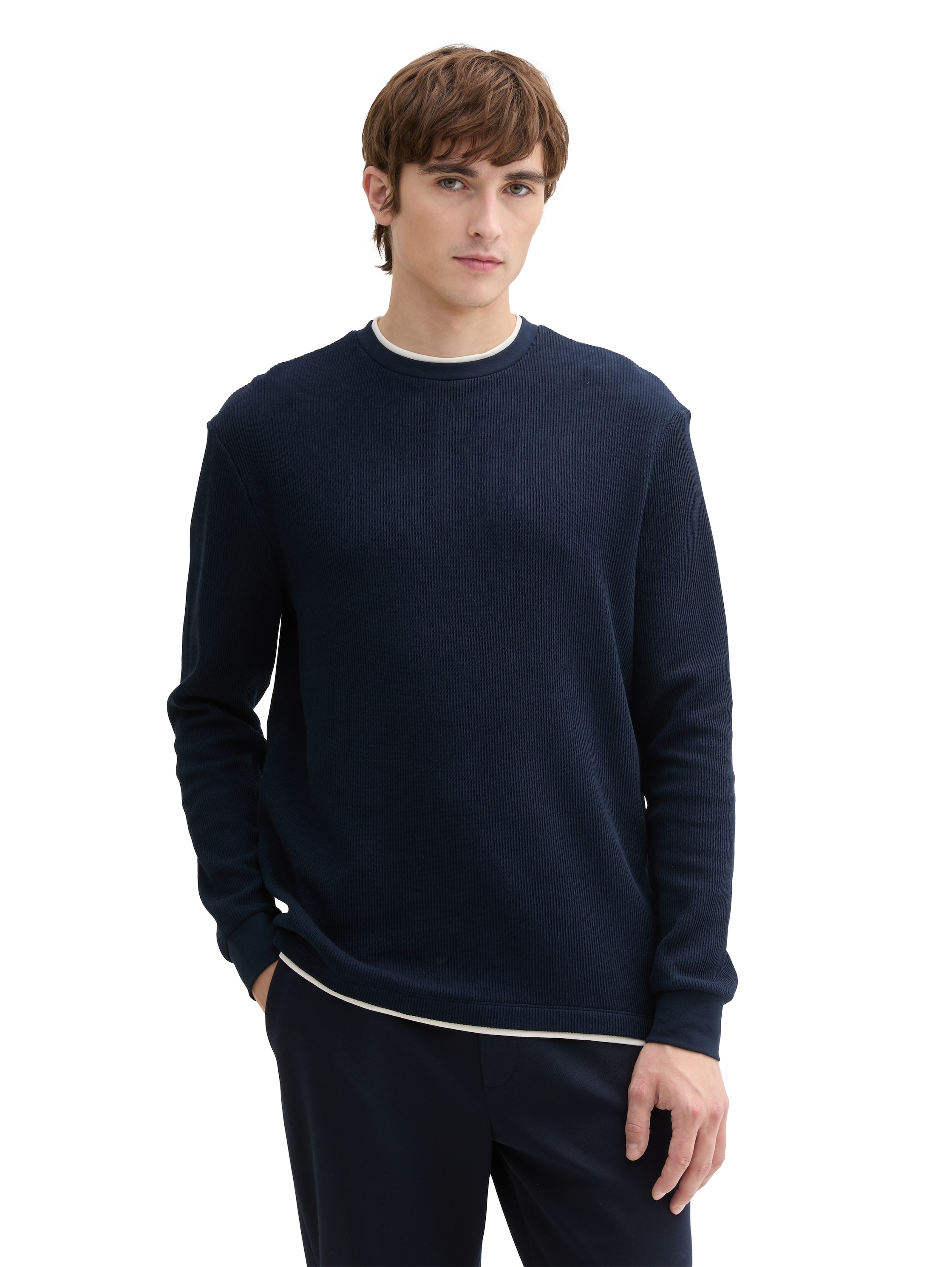 TOM TAILOR Denim 2-in-1-Langarmshirt , mit Rippstruktur