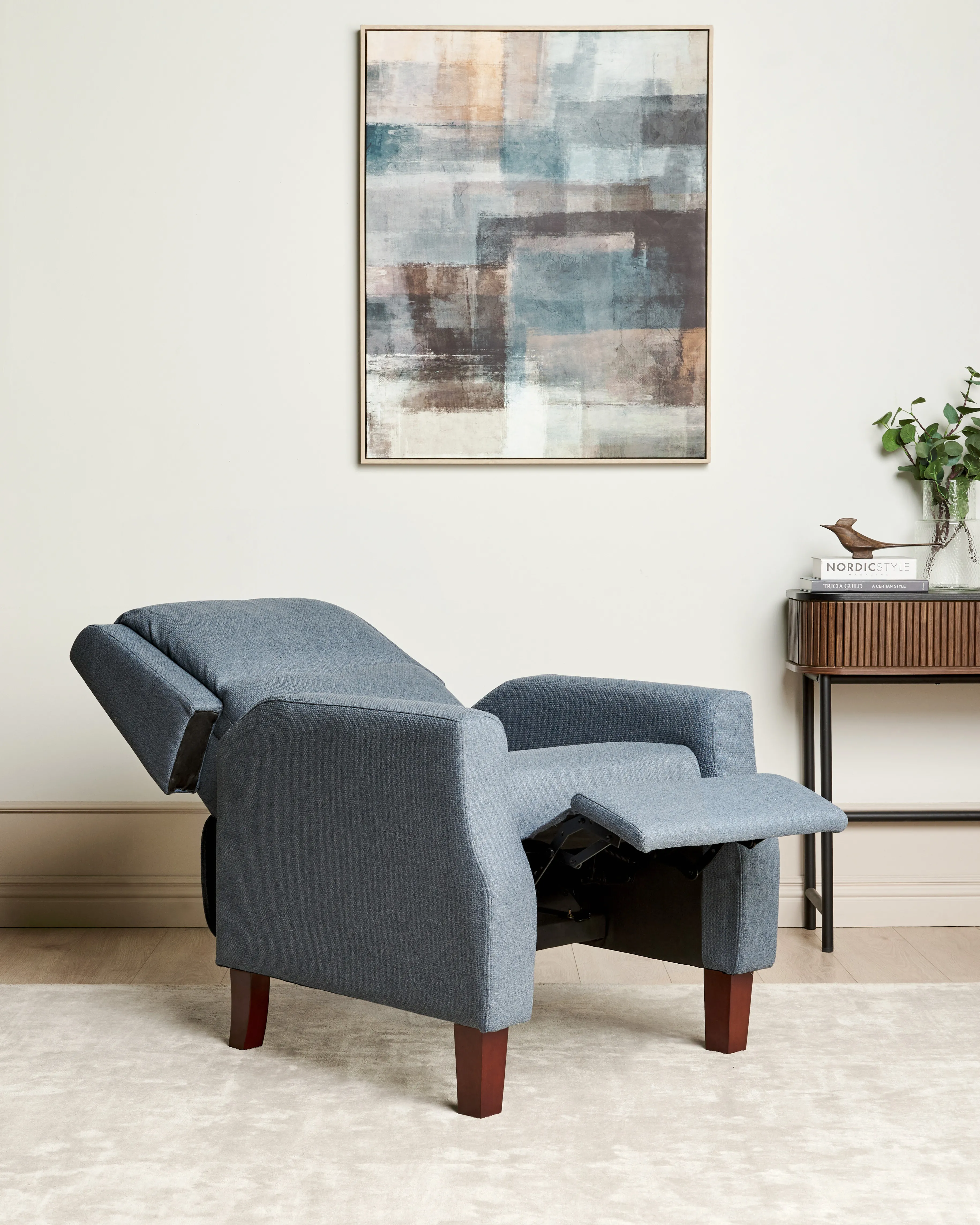 Relaxfauteuil EGERSUND inclusief voetensteun Stof Donkerblauw
