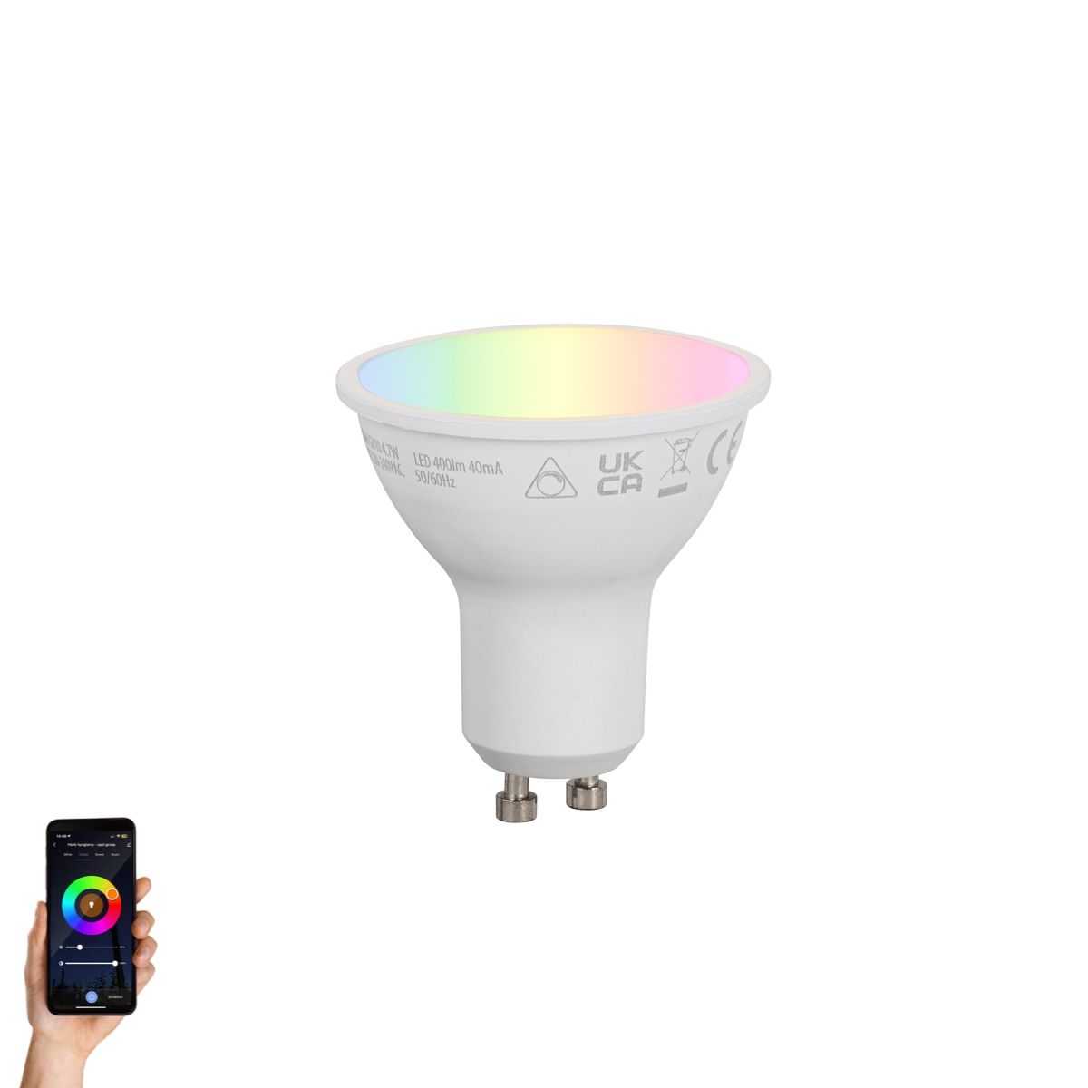 Smart GU10 50mm dimbare LED lamp opaal RGBW 4.7W 400 lm 2700-6500K