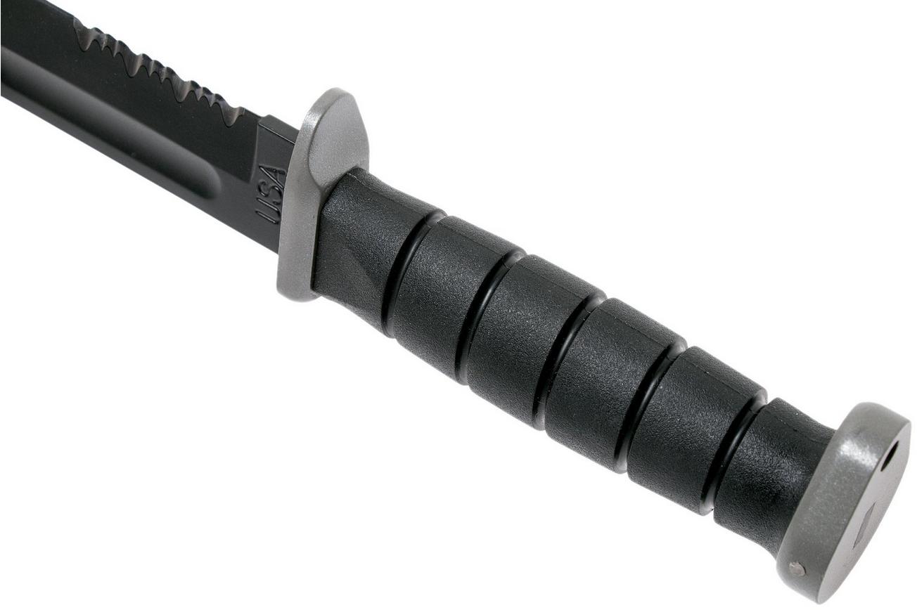 KA-BAR D2 Extreme Fighting Knife 1282, serrated blade, Kraton handle, kunststof schede