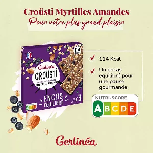Barra de Cereal Gourmande Gerlinéa Pause com Mirtilos e Amêndoas 3 x 31g