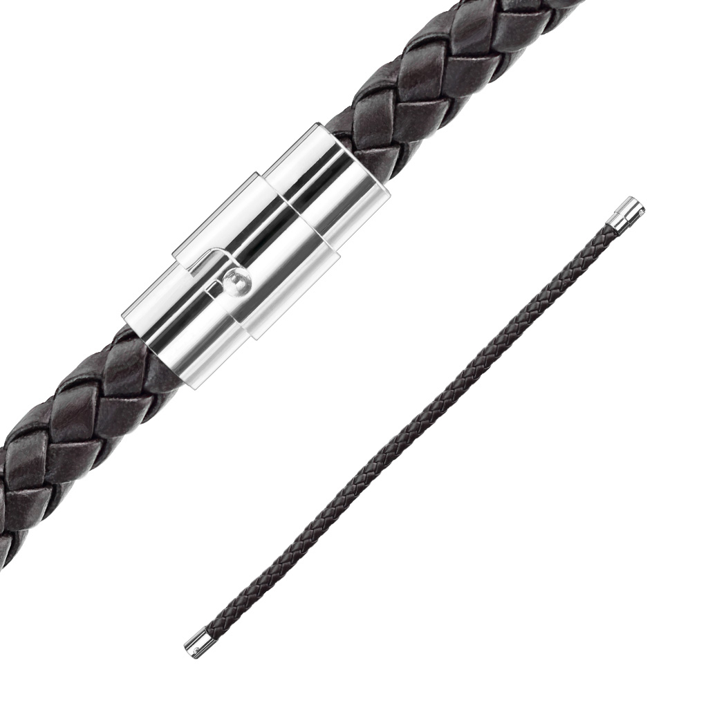 (19mm) Leder Armband Accessoire Geflochten - Schwarz / Gold