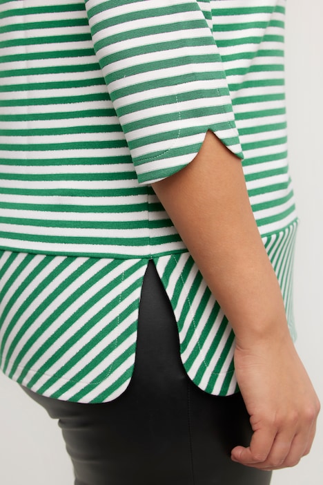 Shirt, Streifen, Metallic-Effekt, Stehkragen, 3/4-Arm