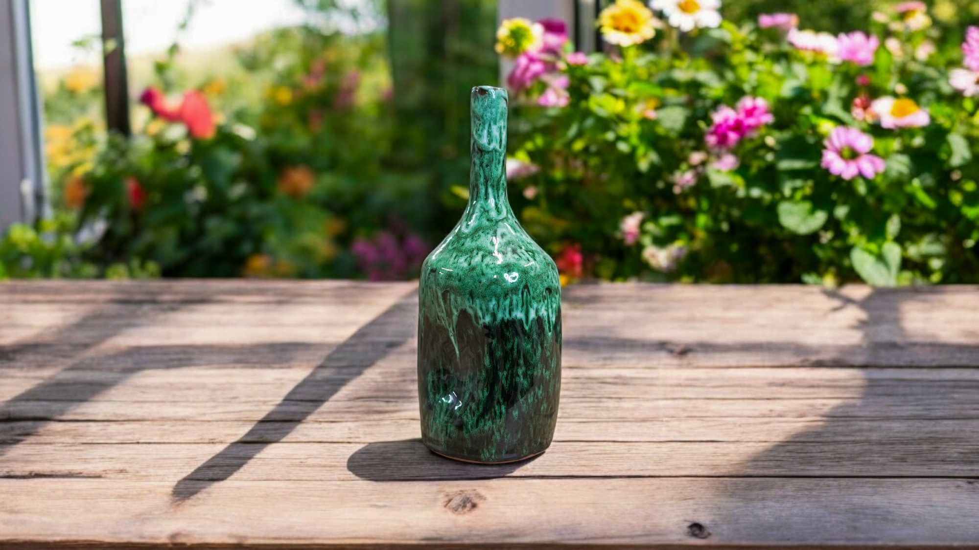 Keramikvase 'Karaa' grün, H 31 cm, Ø 12 cm von fischer's lagerhaus