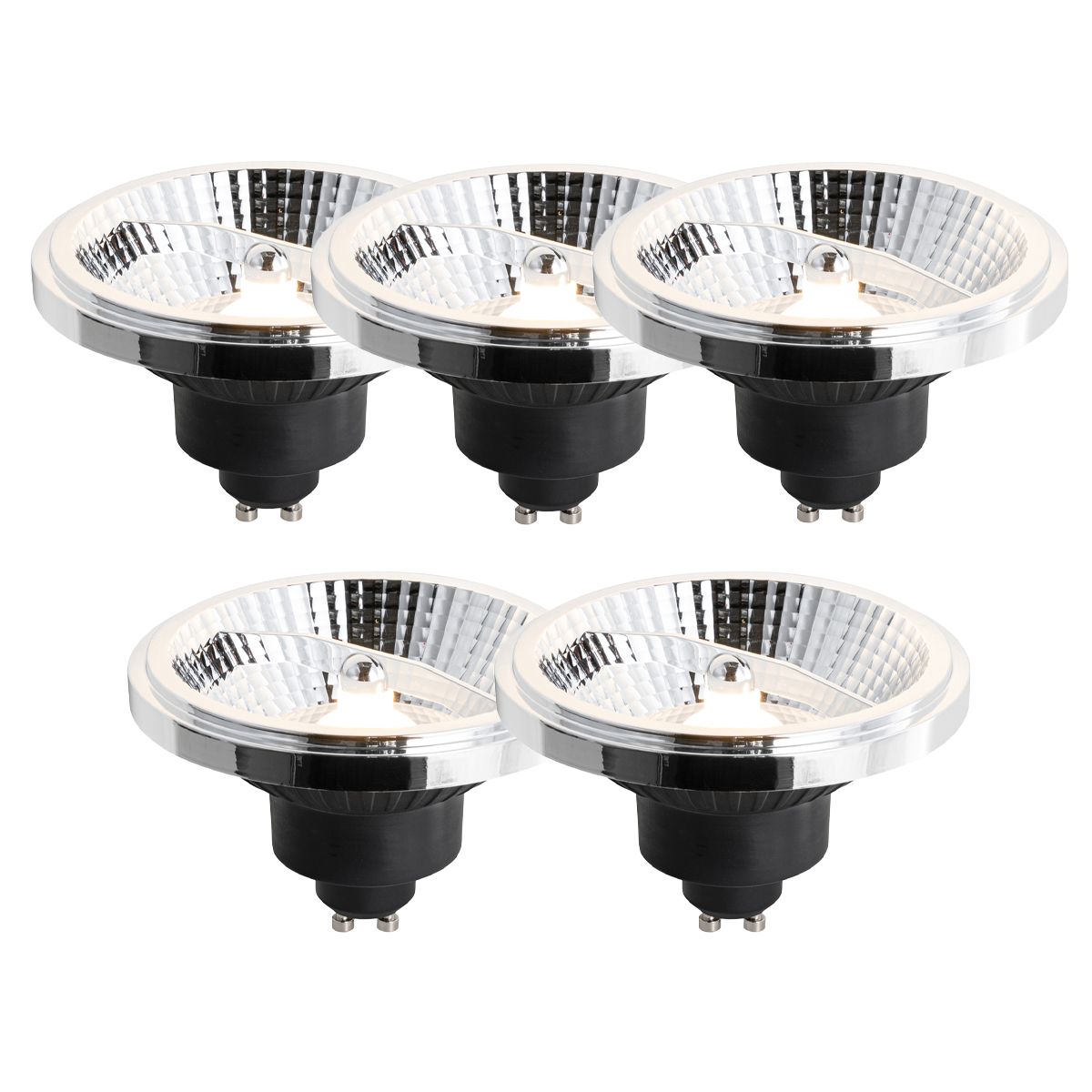 Set van 5 GU10 3-staps dimbaar LED lamp 111mm 10,5W 770 lm 2700K