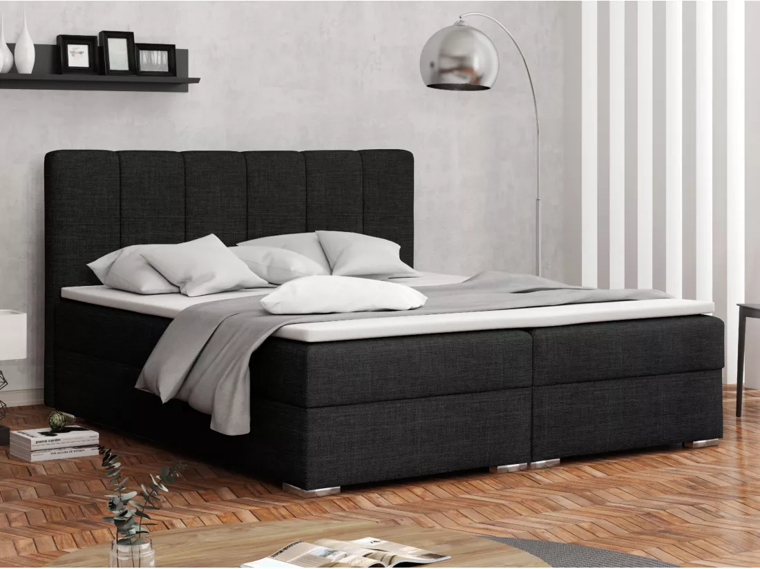 LIT BOXSPRING avec surmatelas Norrby 180x200 cm, noir (Lux 23)