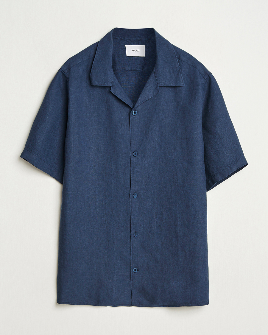 NN07 Julio Linen Resort Shirt Navy Blue