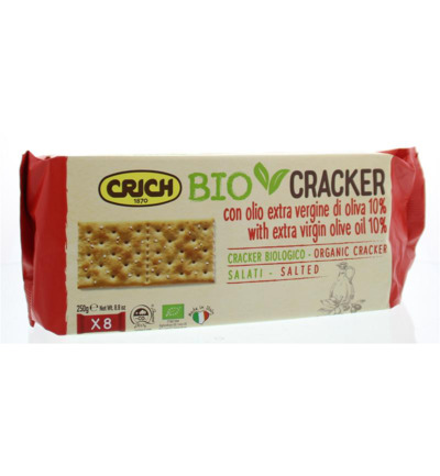 Crich Crackers Olijfolie Met Zout Rood Bio (250 gr)