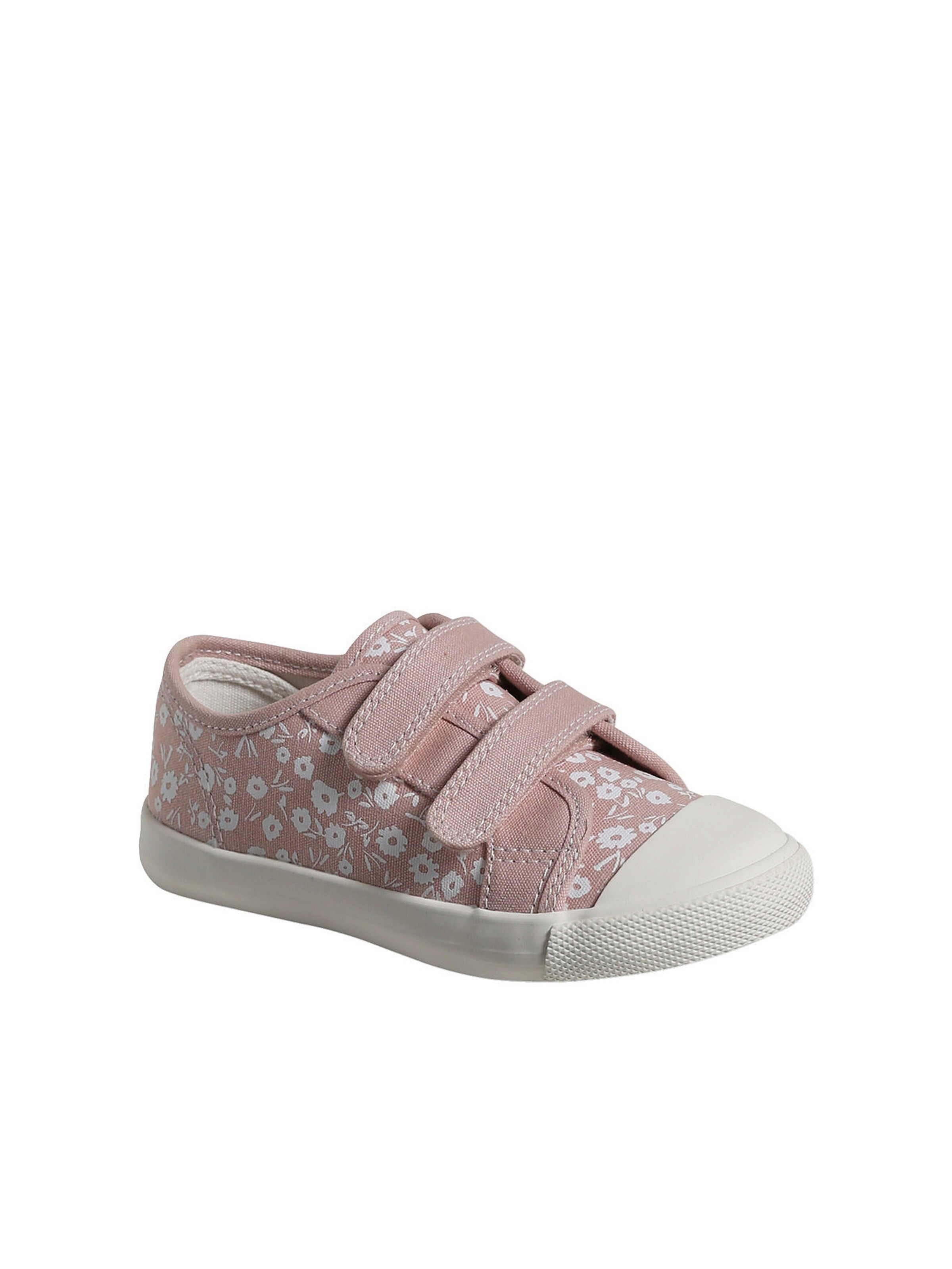 Vertbaudet Mädchen Stoff-Sneakers mit Klett und Anziehtrick rosa bedruckt