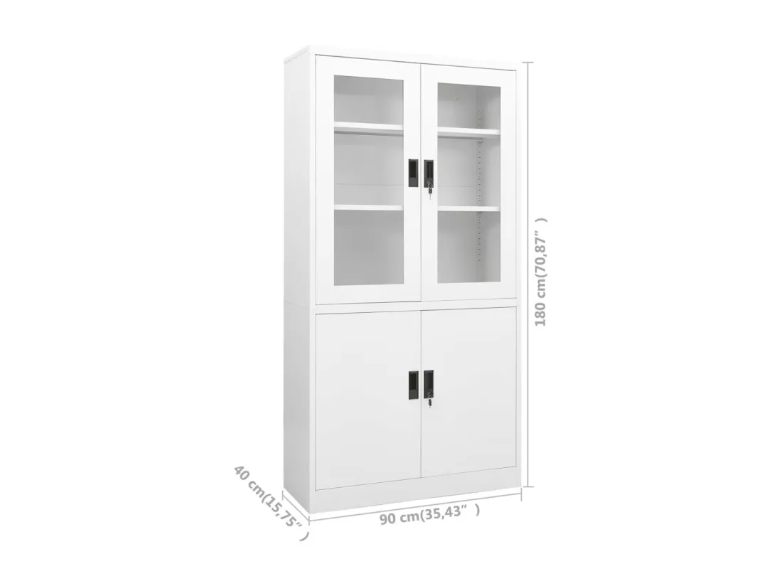 Armoire de bureau Blanc 90x40x180 cm Acier