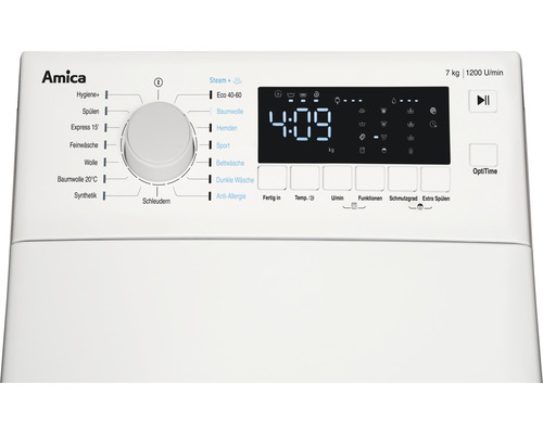 Amica WT 472 700 wasmachine met bovenlader, capaciteit 7 kg, 1200 tpm