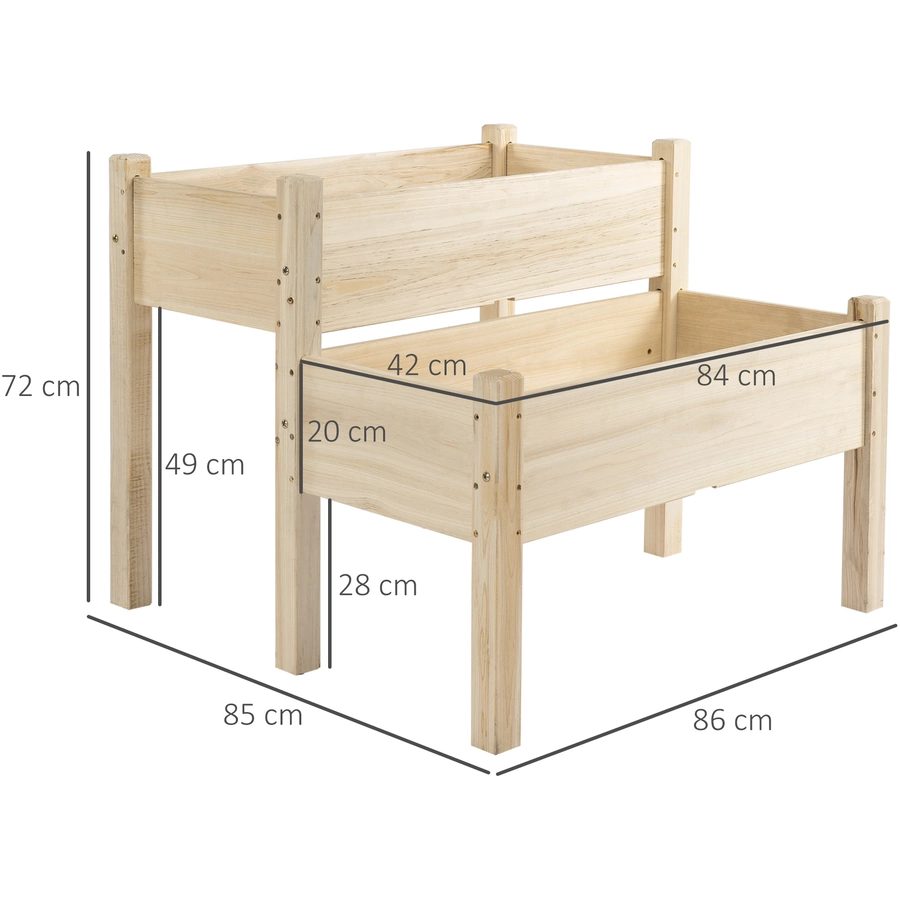 Outsunny Hochbeet mit zweistufigem Design natur