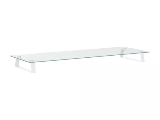Support de moniteur blanc 100x35x8 cm verre trempé et métal