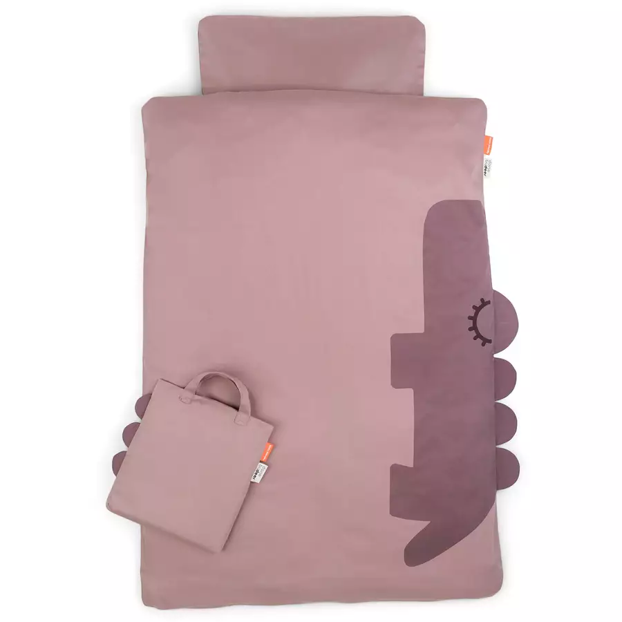 Done by Deer™ Bettwäsche-Set Junior Sleepy 100 x 140 cm Croco Rosa