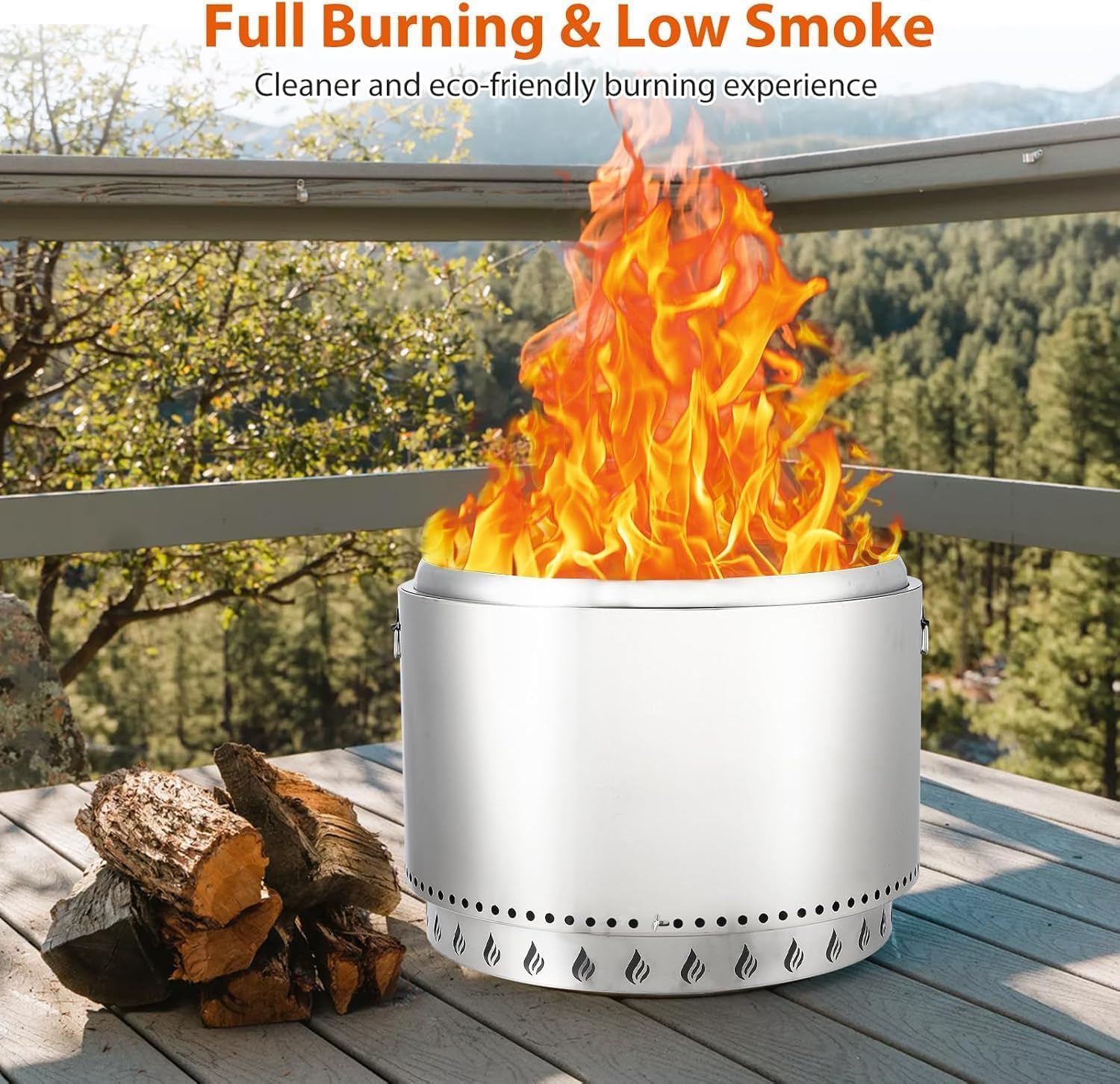 Stove Bonfire 2.0, 41.5 cm rauchfreie Feuerstelle, 360° Luftstrom & Abnehmbare Aschekanne, Edelstahl Holzkamin Tragbare Feuerstelle im Freien, für 3-5 Personen, 7,7 kg