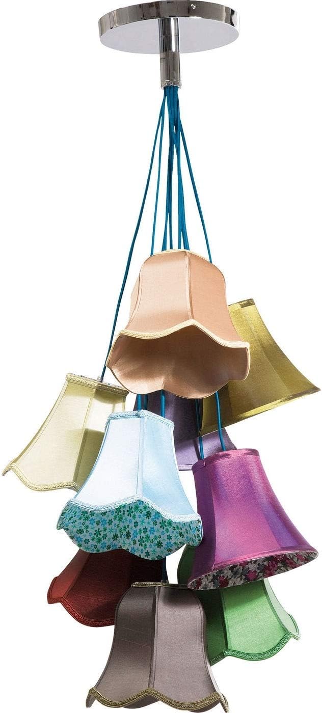 Kare Design Hängelampe Saloon Flowers, Bunt, 5 Lampenschirme, Leuchtmittel nicht Inklusive, E14 Fassung, Esstisch Lampe, Wohnzimmer, Bauernhaus Stil, Kunstseide, 92x45x45cm (H/B/T)