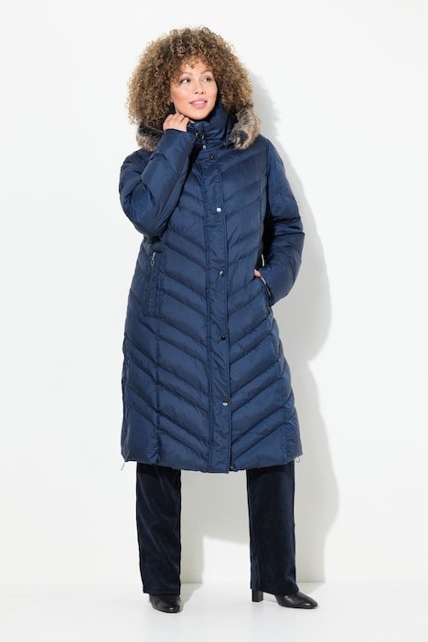 Puffer-Mantel, Kapuze abnehmbar, Stehkragen, Zipptaschen