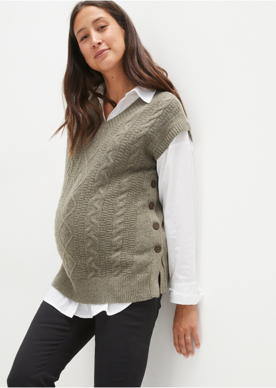 Pull de grossesse et d'allaitement avec torsades