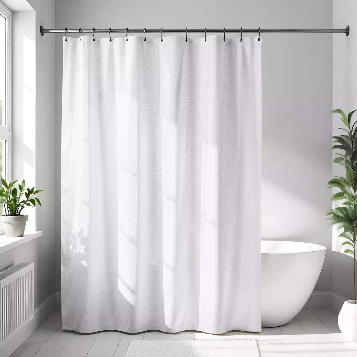 Rideau de douche en microfibre (180 x 200 cm) Gauffré Blanc
