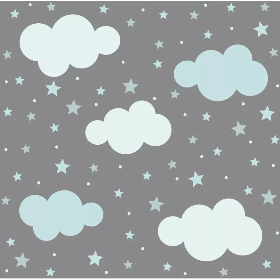 Nikima Wandtattoo 138 Wolken, Sterne und Punkte Set blau - 87 Stück in 6 vers. Größen mint