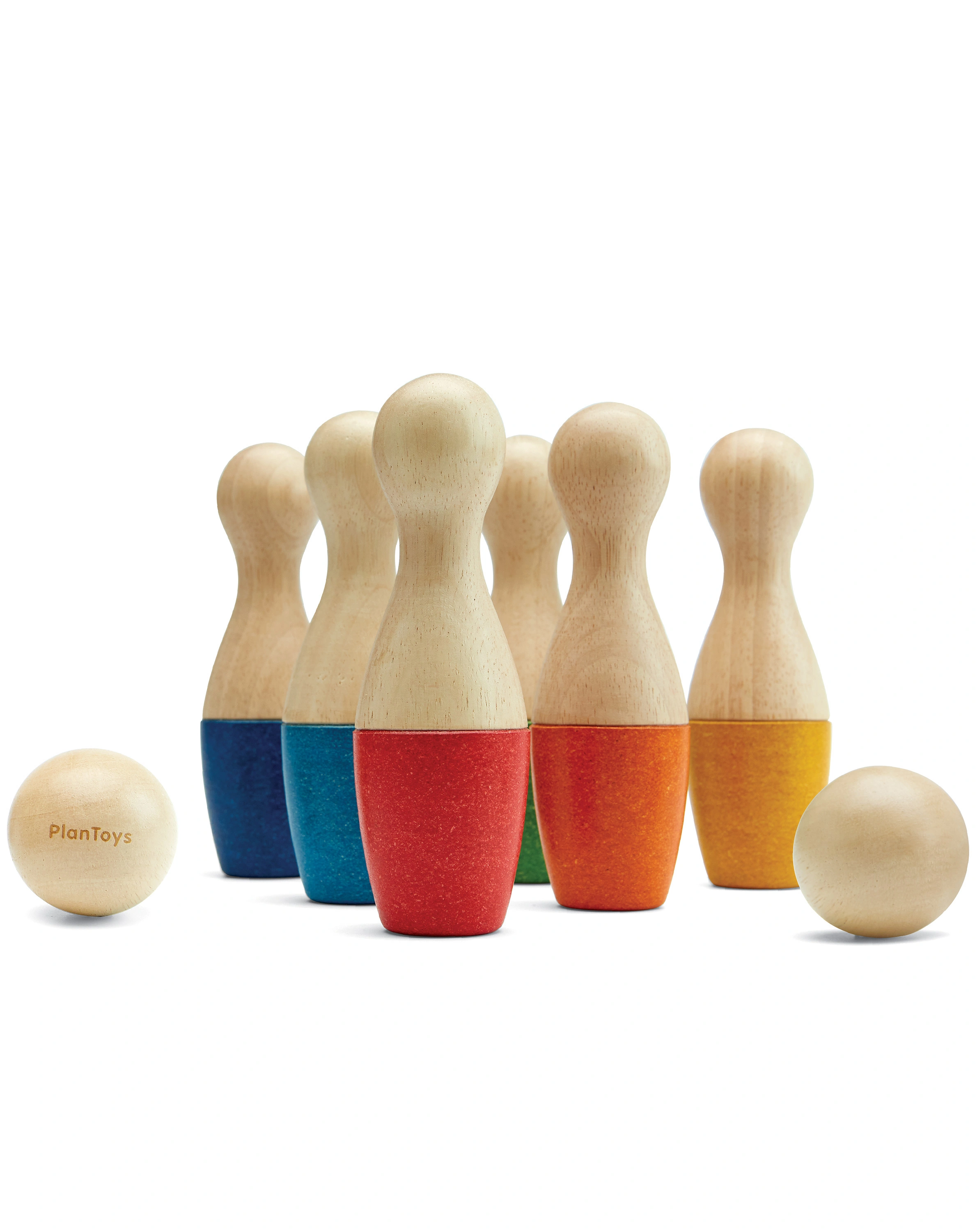 Holz-Bowlingset REGENBOGEN 8-teilig