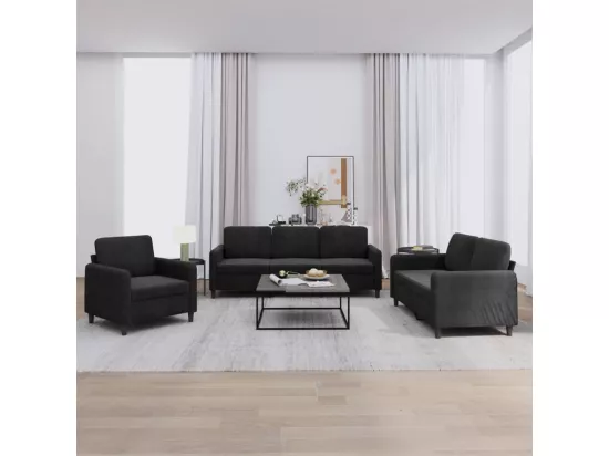 Ensemble de canapés 3 pcs noir velours