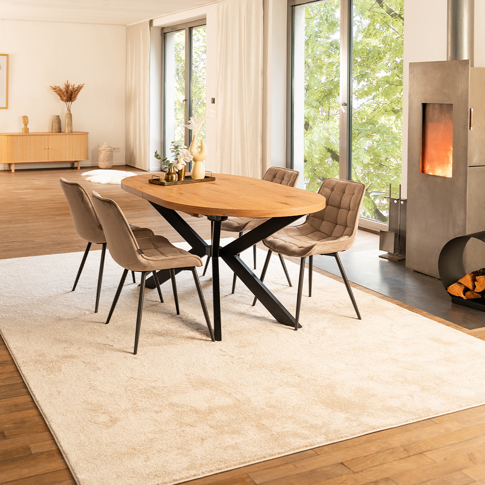 HOME DELUXE Esstisch Oval Ausziehbar AVENTI inkl. Sternfuß - 160 x 100 cm - versch. Farben - Light Oak