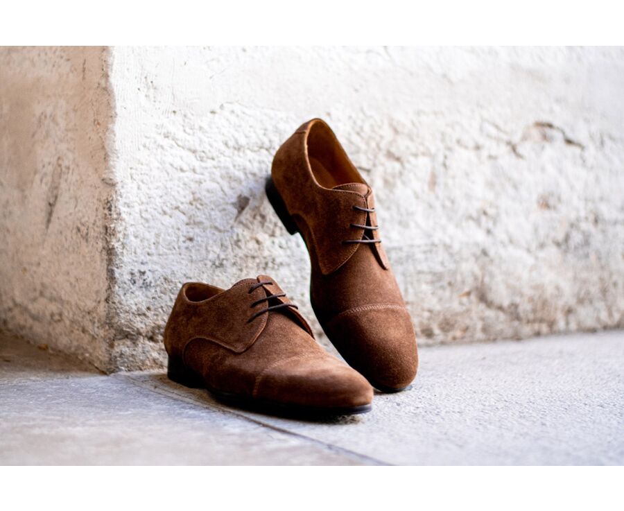 Derbies homme Velours Havane semelle gomme - DERNOX GOMME URBAN