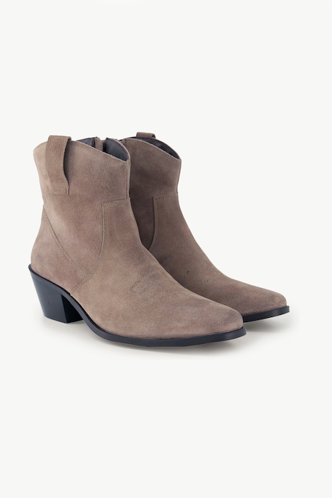Leder-Stiefeletten, Veloursleder, Cowboystiefel, Weite H