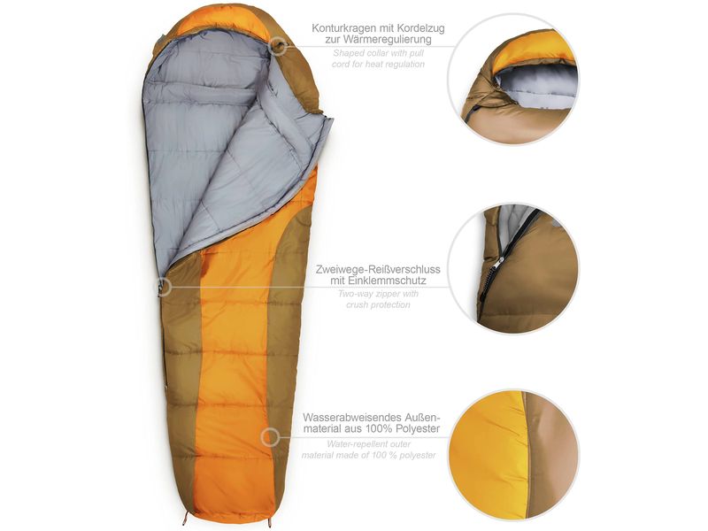 Where tomorrow Mumienschlafsack Polyester, Orange Schlafsack für eine Person