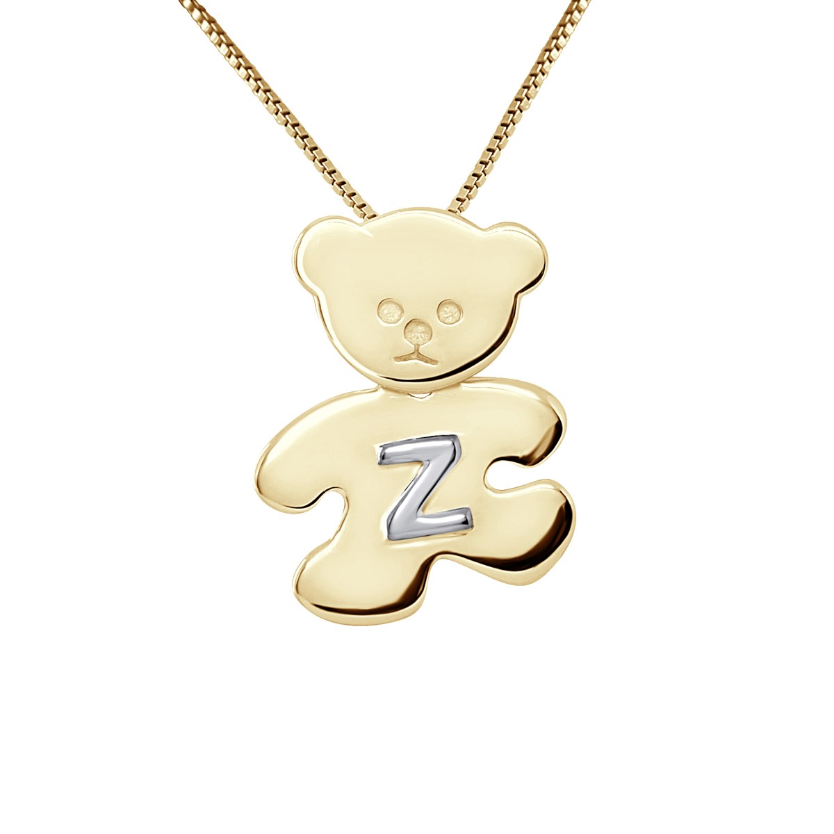 Pendentif OURSON plaqué Or Jaune - Lettre Z Argent