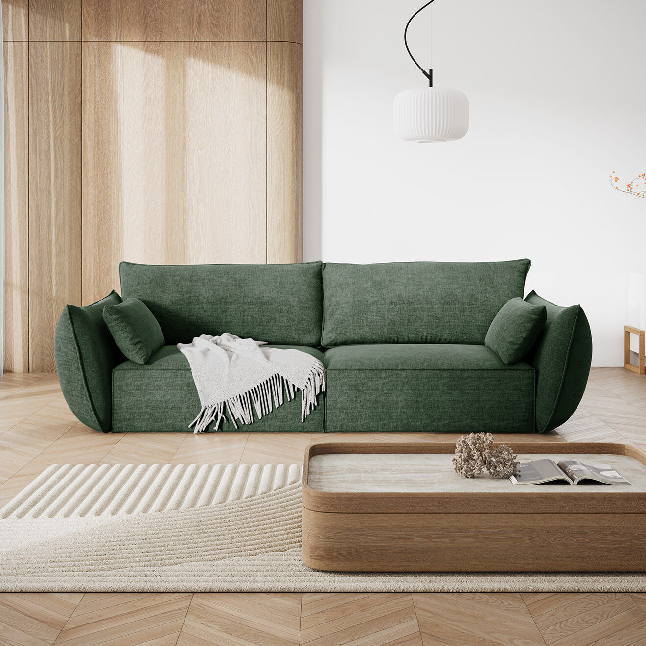 Mazzini Sofas Canapé Vanda 3 Places vert bouteille - 208x100x85 cm