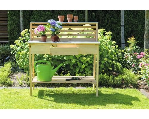 dobar XXL plantentafel met lade 117 x 62 x 124 cm grenen