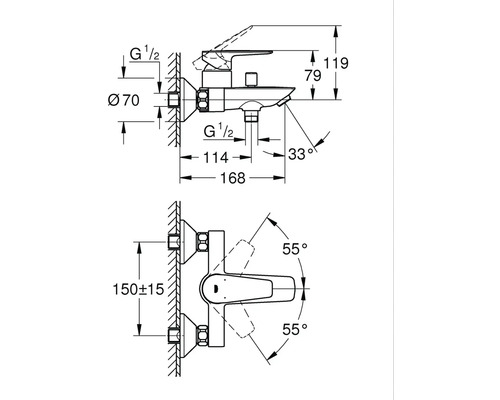 Grohe Quickfix badkraan START EDGE 2020 chroom 23348001
