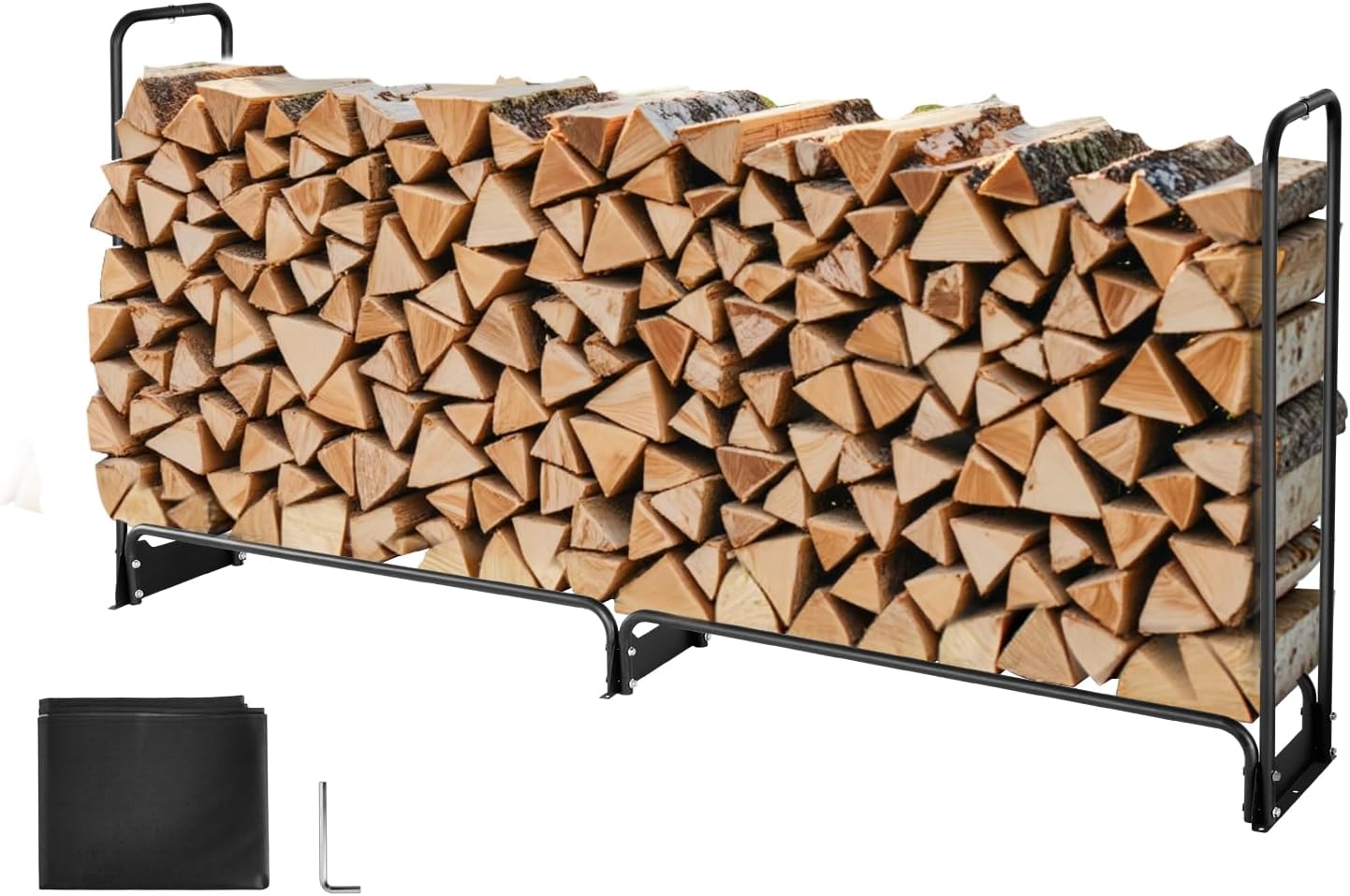 VEVOR Metall Kaminholzregal, 257x36x117 cm Brennholzregal, Kaminholzunterstand aus Metall, max. Tragkraft 300 kg, Feuerholzregal, Kaminholzlager, Stapelhilfe für Veranden, Terrassen, Gärten